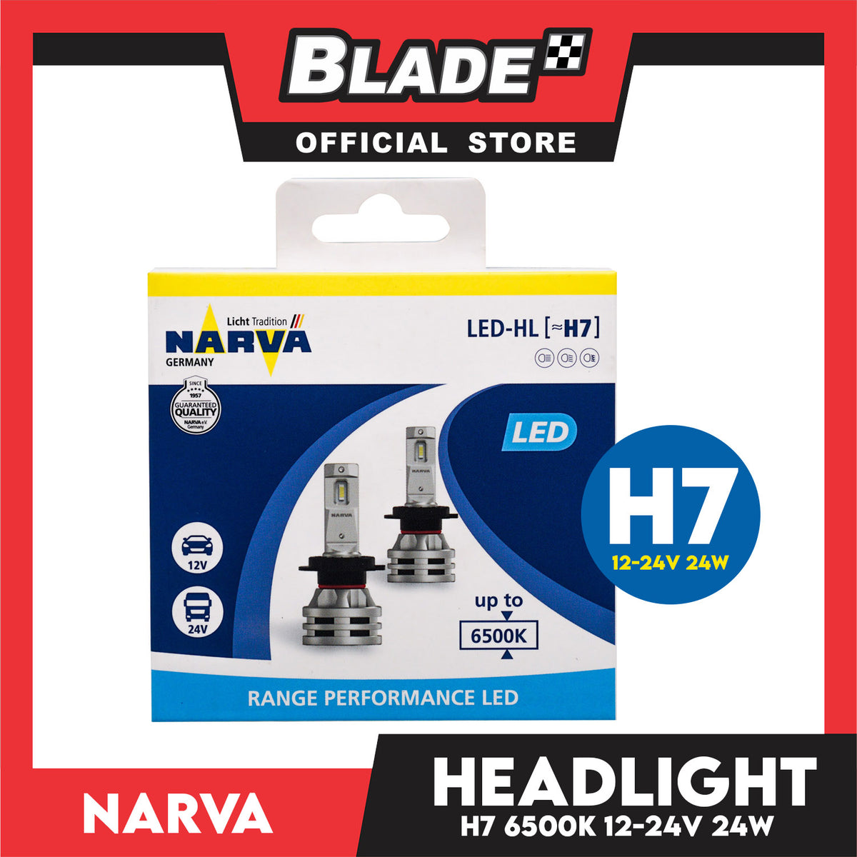 Narva Range Performance LED 6500K 180333000 H7 12/24V 24W- LED Headlight Bulb