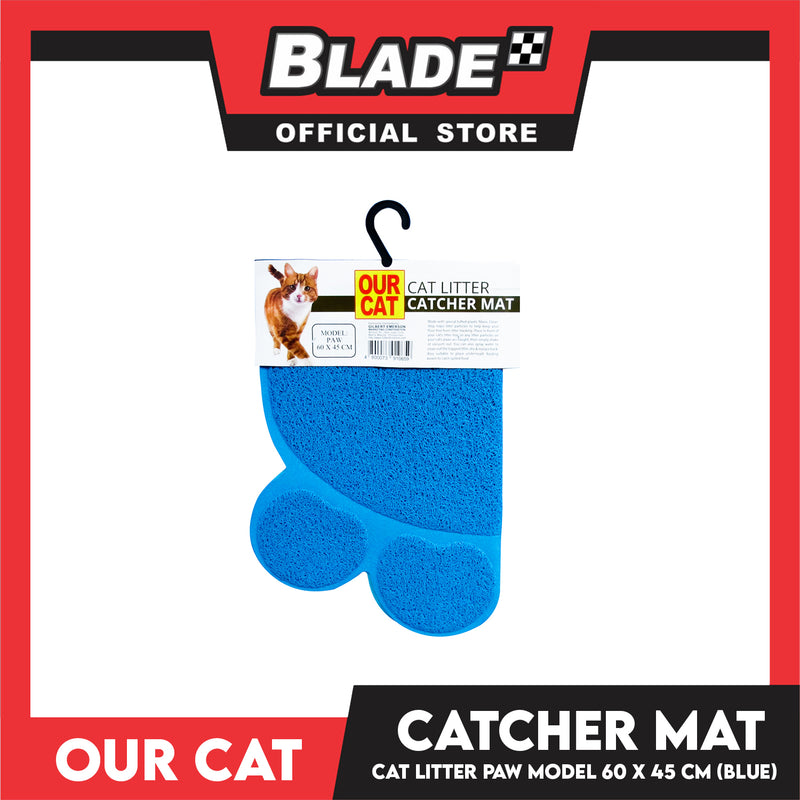 Our Cat Litter Catcher Mat Paw For Cats 60x45cm (Blue)