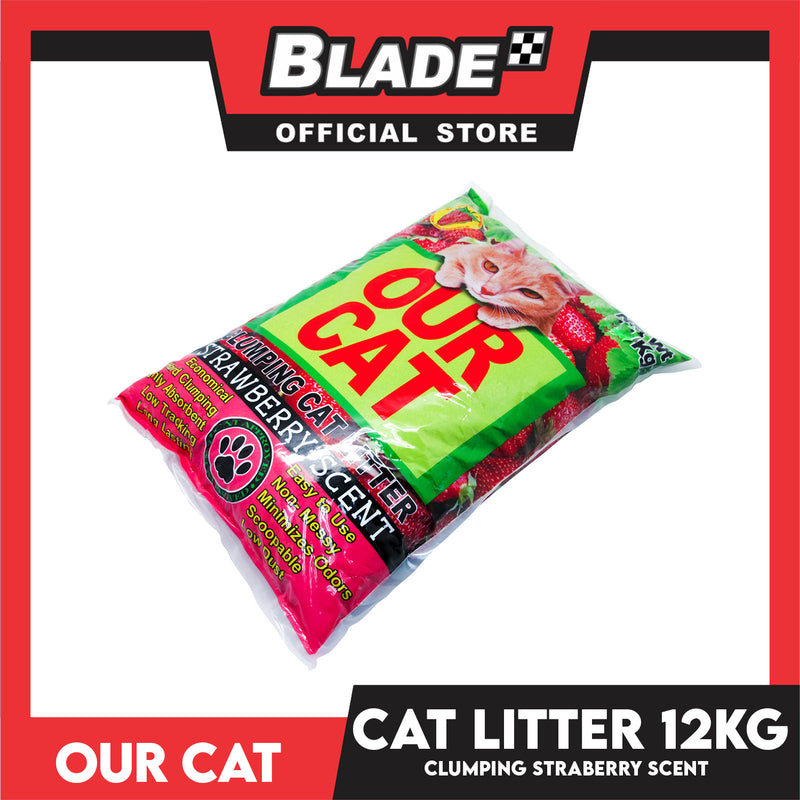 Our Cat Clumping Cat Litter Strawberry Scent 12kg