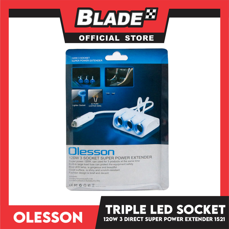 Olesson Triple Car LED Socket 120W Super Power Extender 1521