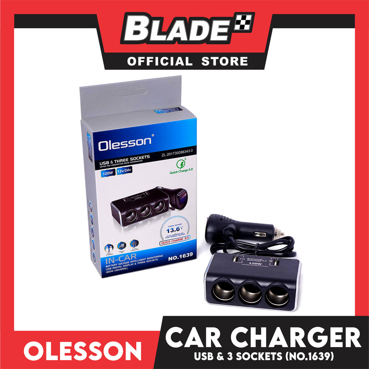 Olesson USB & Three Sockets 120W Quick Charge 1639