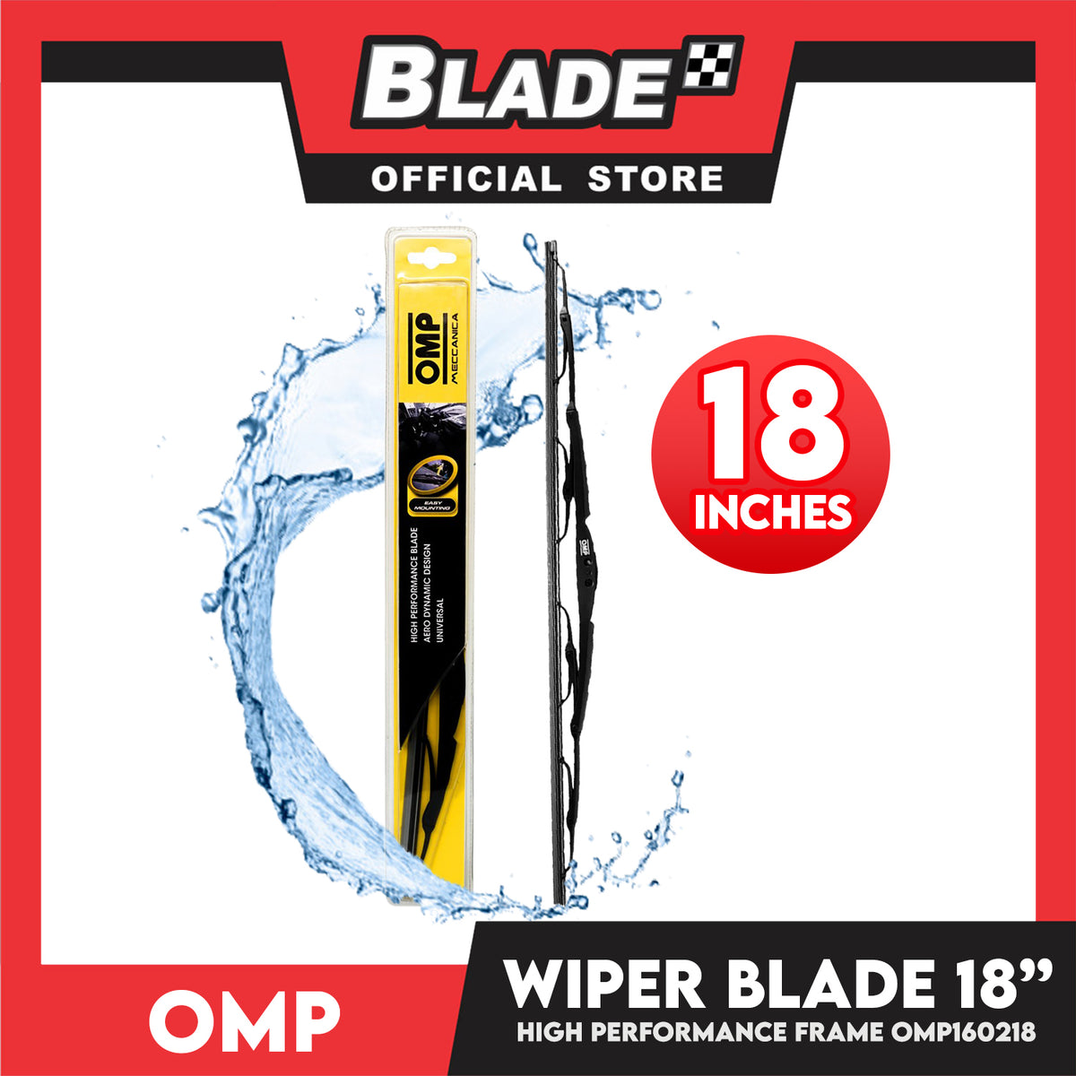 Omp Frame Wiper Blade 18'' OMP160218 for Toyota Corolla, Camry, Land Cruiser, Prado, Honda Civic, City, HRV, Mitsubishi Galant, Lancer, Montero Sport