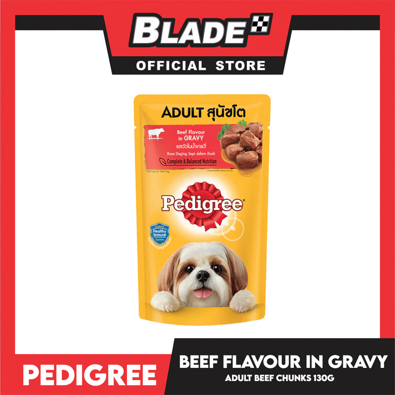 Pedigree Beef Chunks Flavor In Gravy 130g Dog Food Wet Food blade.ph