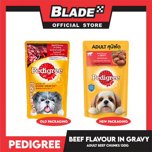 24pcs Pedigree Beef Chunks Flavor In Gravy 130g Dog Food Wet Food