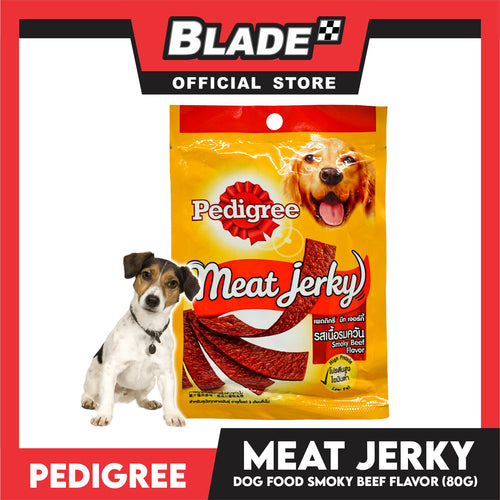 12pcs Pedigree Meat Jerky Smokey Beef Flavor 80g Dog Treats, Soft Chew