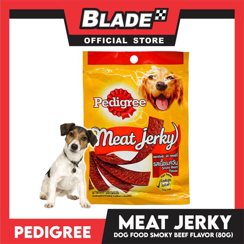 Pedigree Meat Jerky Smokey Beef Flavor 80g Dog Treats, Soft Chew