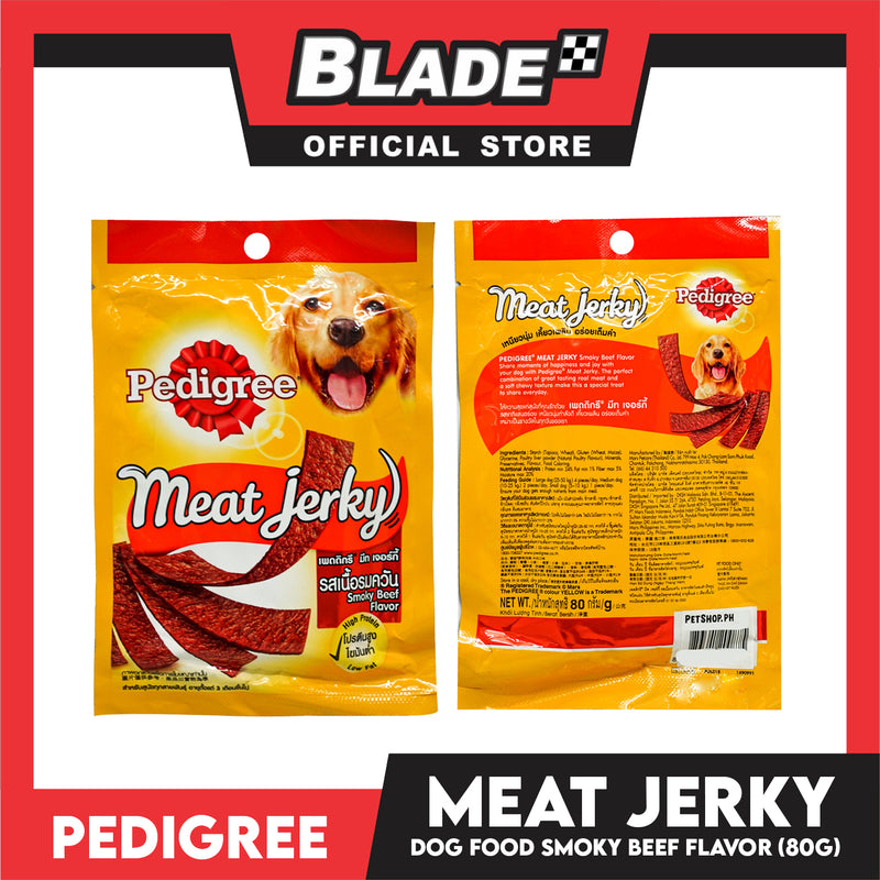 6pcs Pedigree Meat Jerky Smokey Beef Flavor 80g Dog Treats, Soft Chew