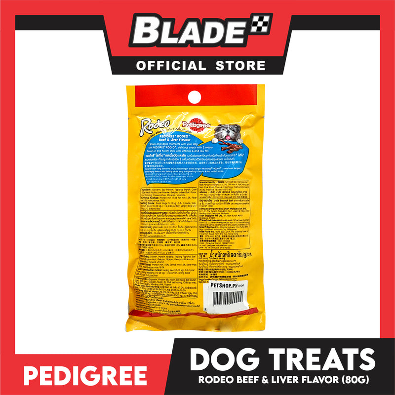 6pcs Pedigree Rodeo Beef and Liver 90g Dog Treats, Twist Stick