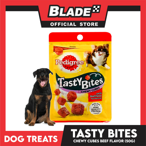 12pcs Pedigree Tasty Bites Chewy Cubes Beef Flavor 50g
