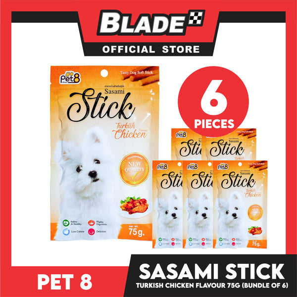 6pcs Sasami Stick Tasty Dog Soft Stick 75g Per Pack (Turkish Chicken) Dog Food, Dog Treats