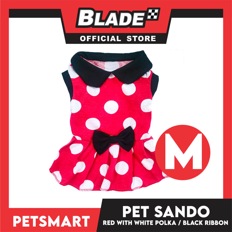 Pet Dress Red with White Polka and Ribbon Design DG-CTN152M (Medium) Perfect Fit For Dogs And Cats