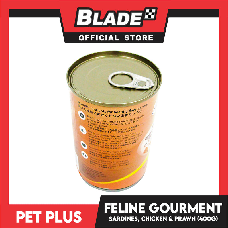 Pet Plus Feline Gourmet 400g (Sardines, Chicken And Prawn Flavor) Canned Cat Food