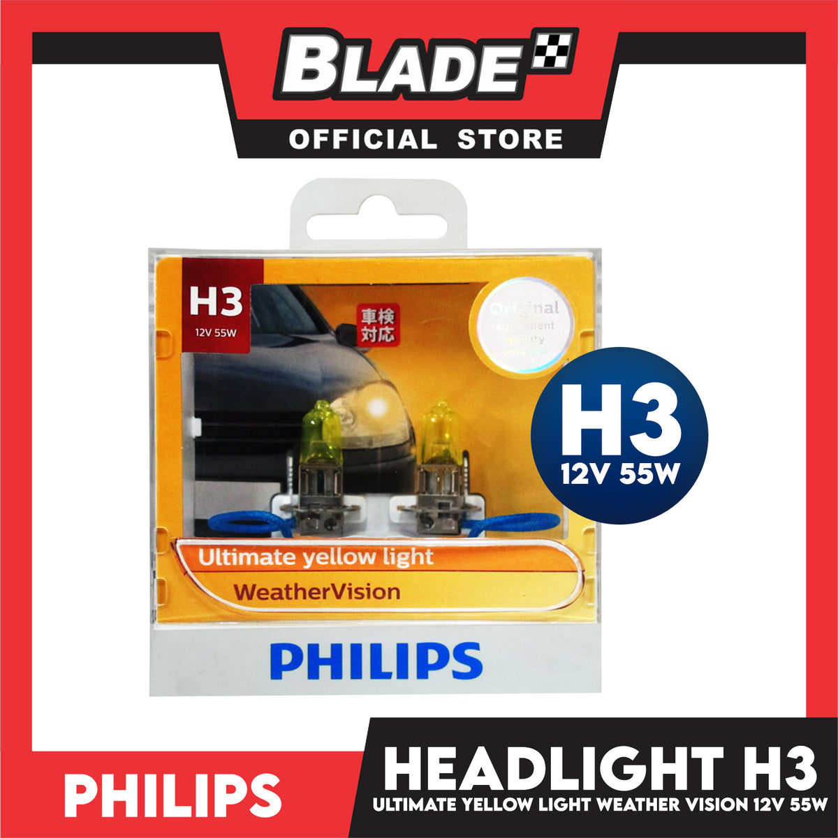 Philips WeatherVision Ultimate Yellow Light H3 12336WVS 12V 60/55W