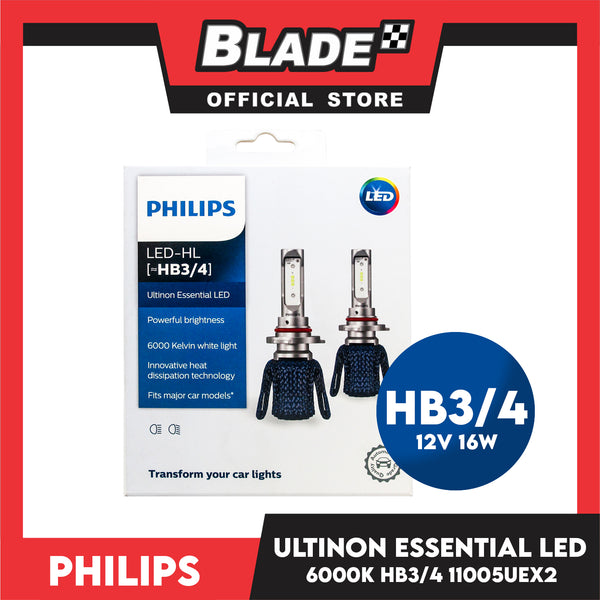 Philips LED-HL HB3/HB4 Ultinon Essential LED 6000 K Bright White Light Headlight Bulb 11005UEX2