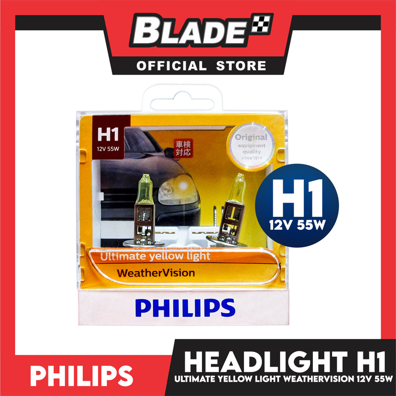 Philips WeatherVision Halogen 12258WVS2 H1 12V 55W (Pair)