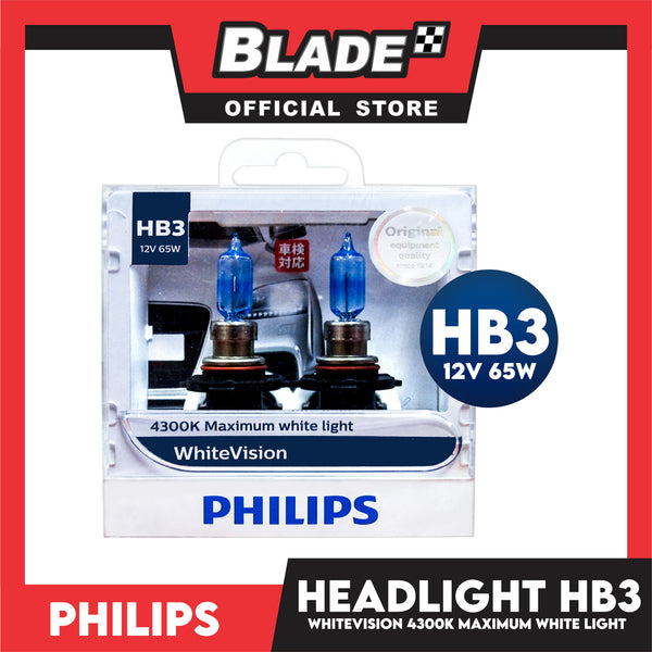 Philips WhiteVision Headlight Bulb 9005WHV HB3 12V 65W (Pair)