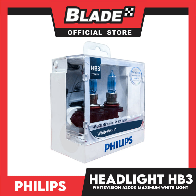 Philips WhiteVision Headlight Bulb 9005WHV HB3 12V 65W (Pair)