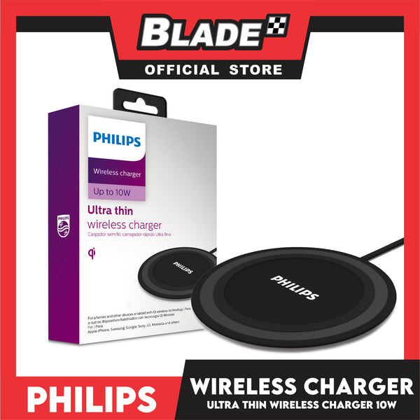 Philips Wireless Charger Up To 10W Ultra Thin DLP9055-97 (Black) For Phones and Other Devices Enabled With Qi Wireless Technology