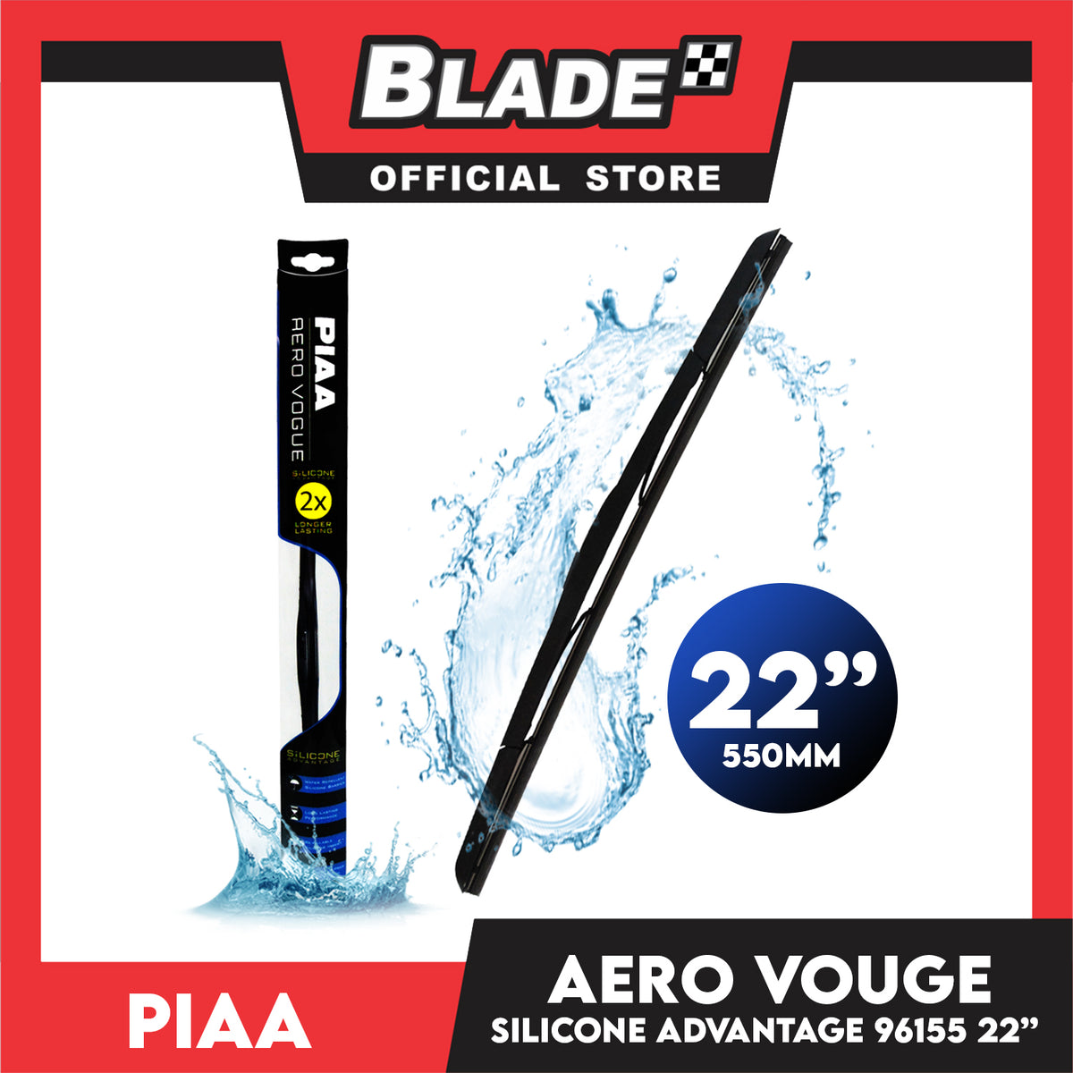 Piaa Aero Vogue 22'' 96155 550MM for Ford Expedition, Civic, Hyundai Accent, Eon, Kia Picanto, Mitsubishi Mirage,Montero, Nissan Sentra
