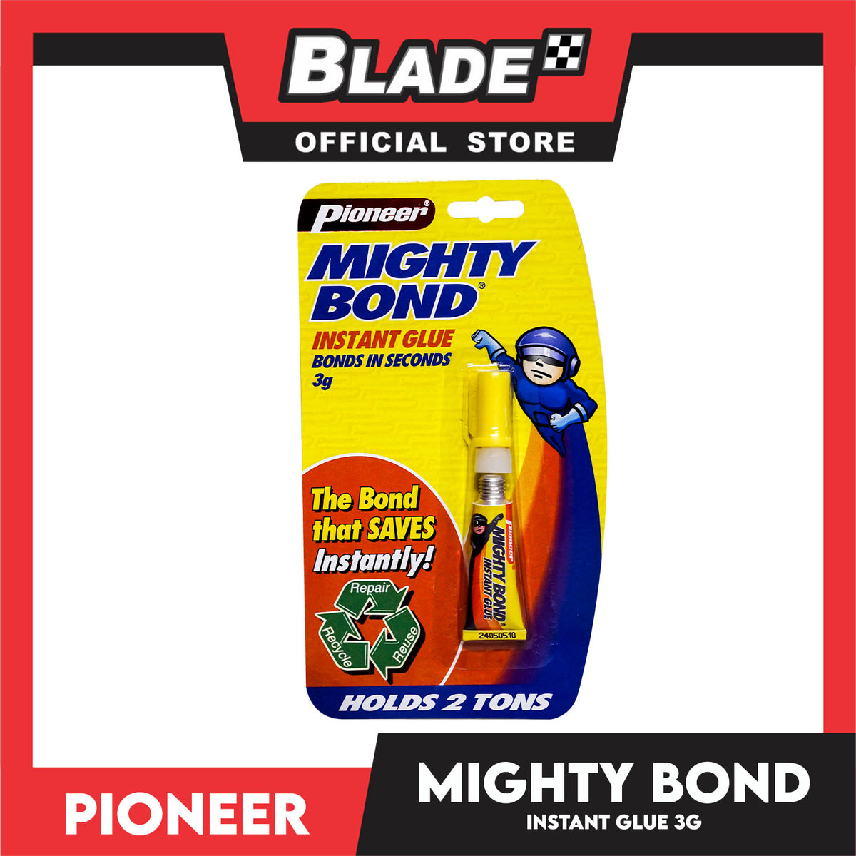 Pioneer Mighty Bond Instant Glue Bonds In Seconds 3g The Bond That Saves Instantly! Repair, Recycle, Reuse