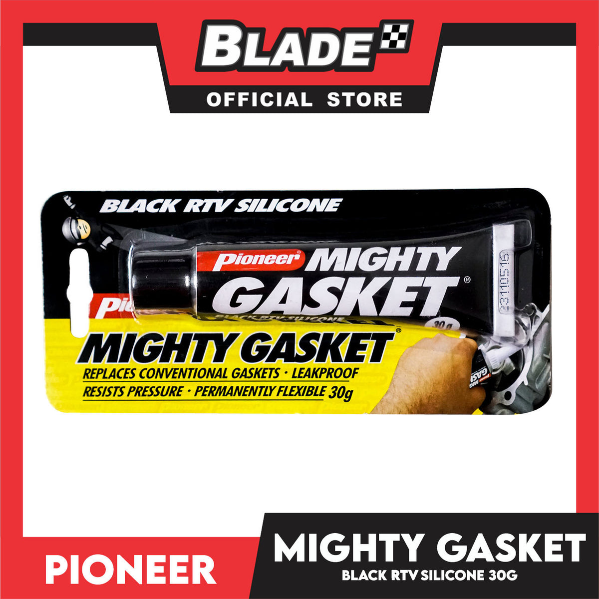 Pioneer Mighty Gasket Black RTV Silicone 30g Replaces Conventional Gaskets Leakproof, Resists Pressure, Permanently Flexible