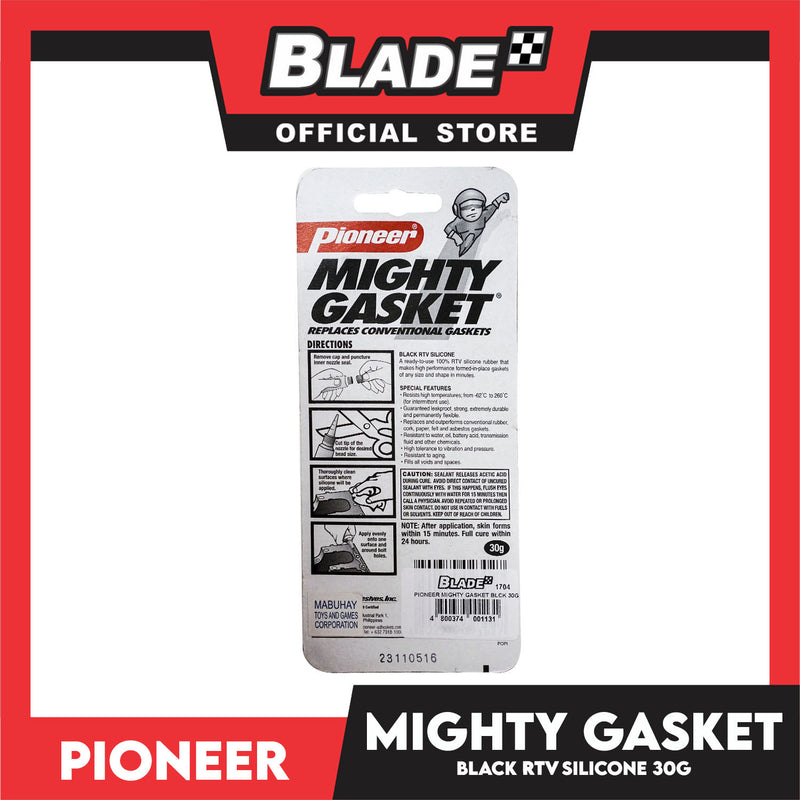 Pioneer Mighty Gasket Black RTV Silicone 30g Replaces Conventional Gaskets Leakproof, Resists Pressure, Permanently Flexible