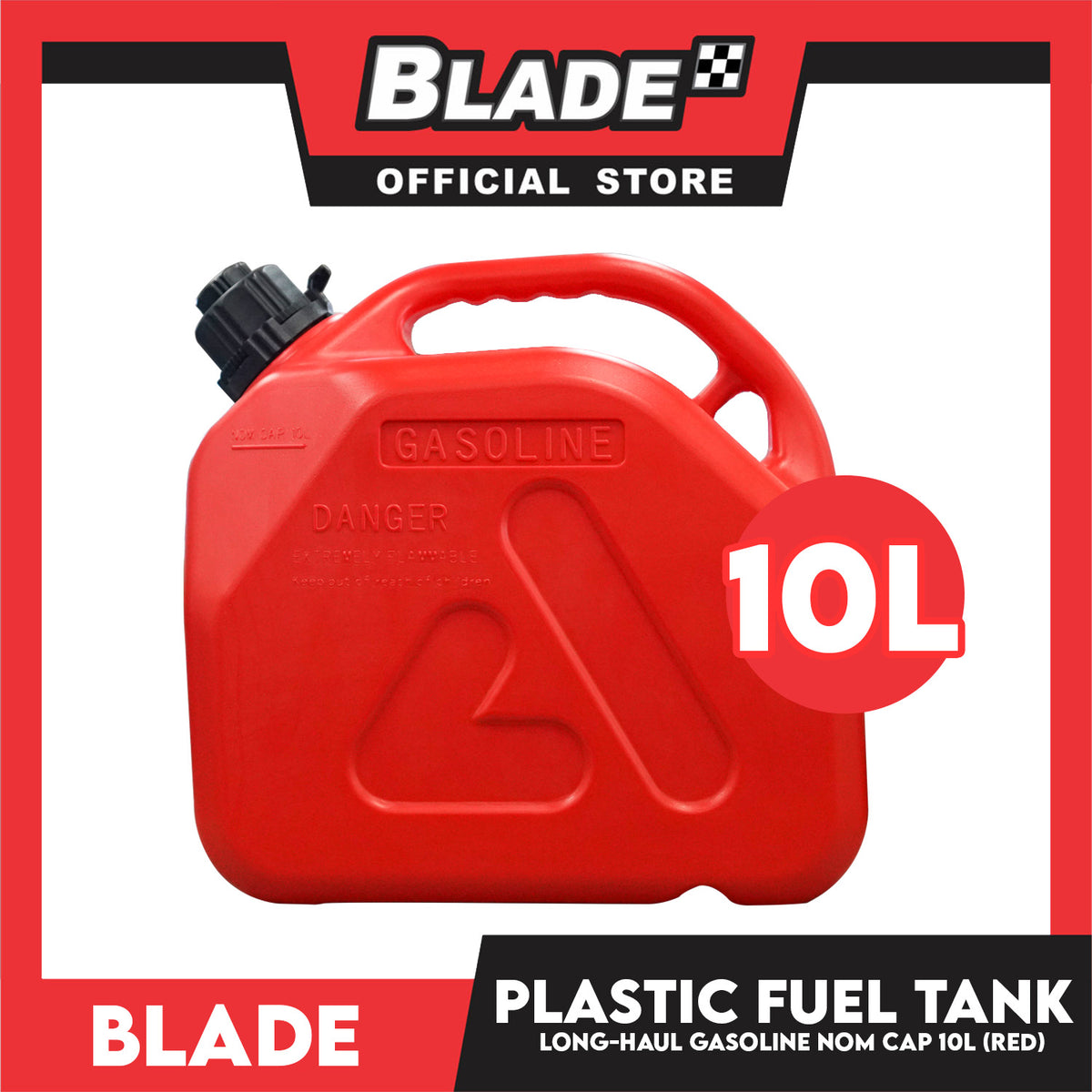 Blade Plastic Fuel Tank Long-Haul Gasoline Cap 10 Liters (Red) Used for Gasoline, Diesel, Kerosene, Engine Oil and Other Types of Fuels and Chemicals