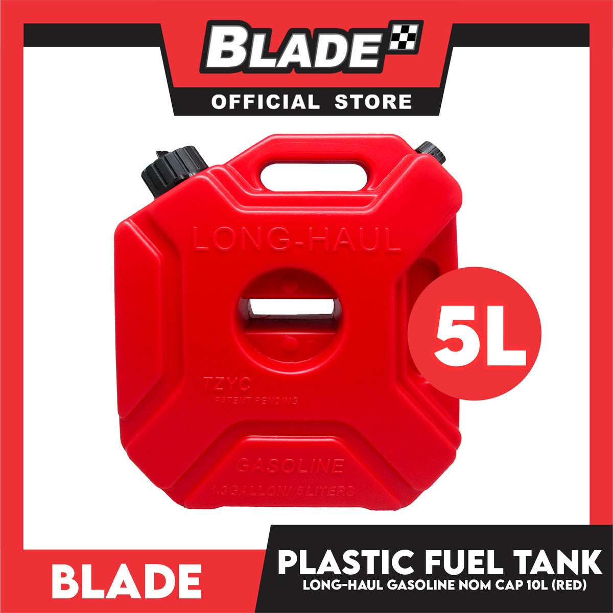 Blade Plastic Fuel Tank Long-Haul Gasoline Cap 5 Liters (Red) Used for Gasoline, Diesel, Kerosene, Engine Oil and Other Types of Fuels and Chemicals