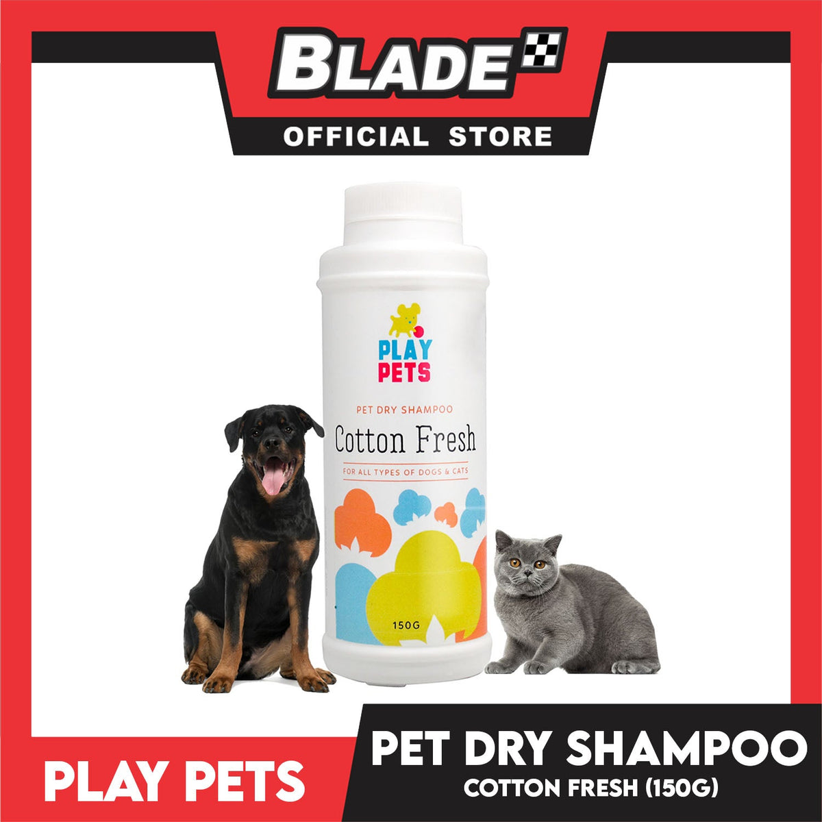 Play Pets Dry Shampoo 150g (Cotton Fresh Scent) For All Types Of Dogs And Cats