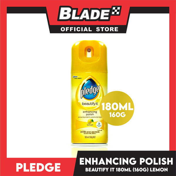 Pledge Enhancing Polish Spray, Shines And Protects Wood And More 180ml (Lemon)