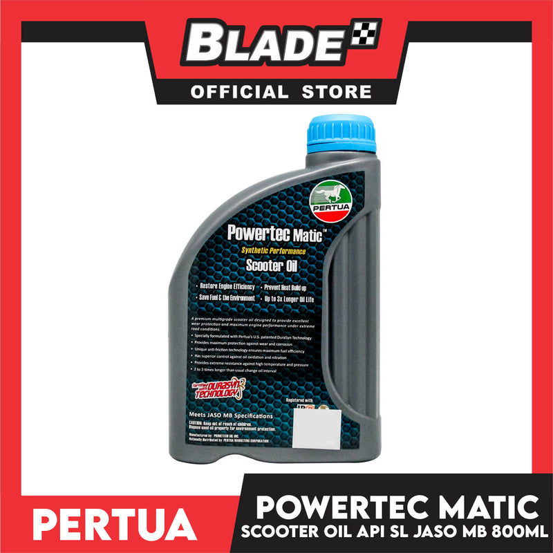 Pertua Powertec Matic Scooter Oil SAE 10W-40 800mL Synthetic Performance Fortified with Durasyn Technology