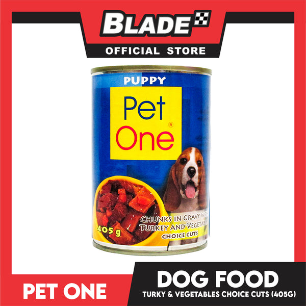 Pet One Puppy Wet Canned Dog Food 405g (Chunks In Gravy With Turkey And Vegetable Choice Cuts)