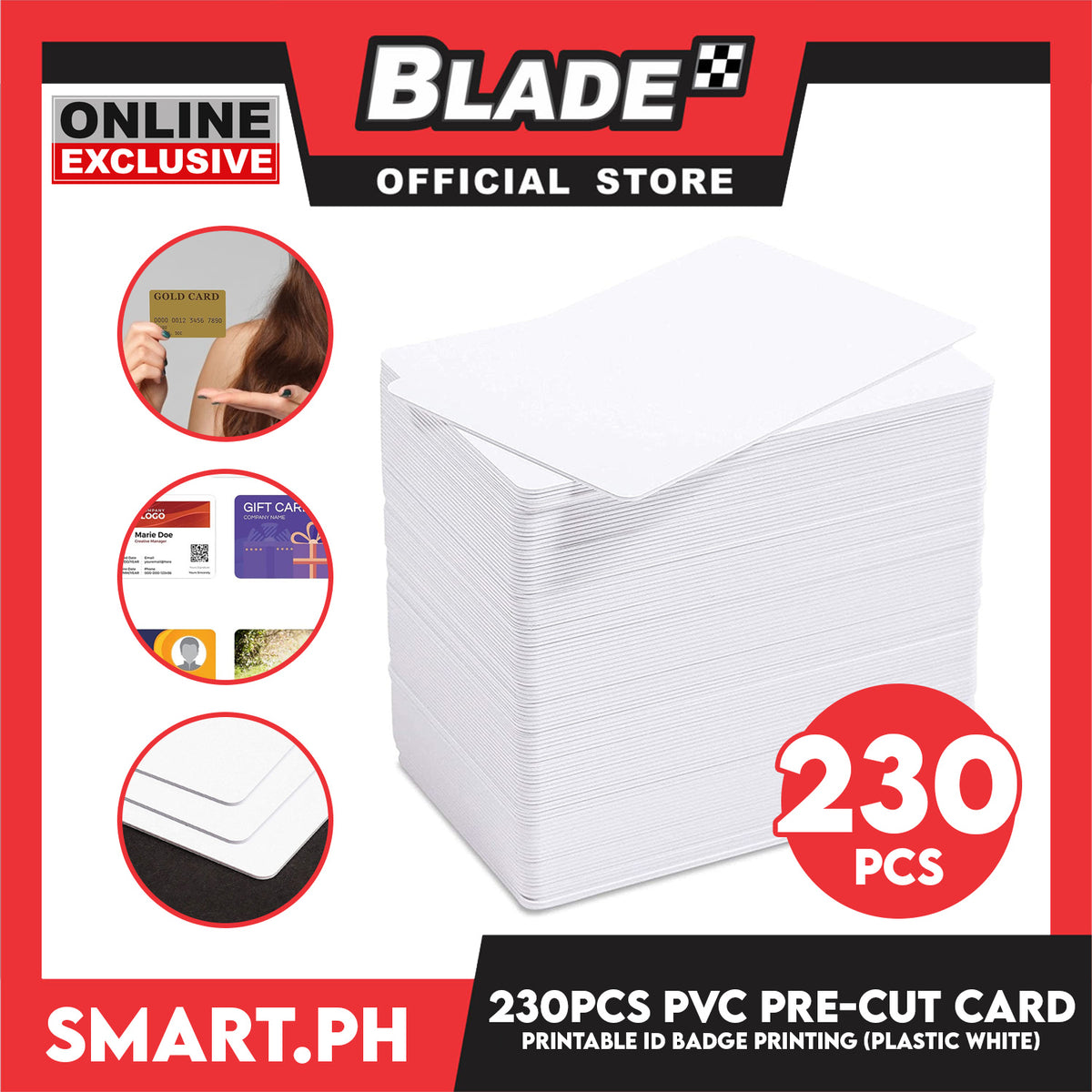 230pcs. PVC Pre-Cut Card Printable ID Badge Printing (Plastic White)