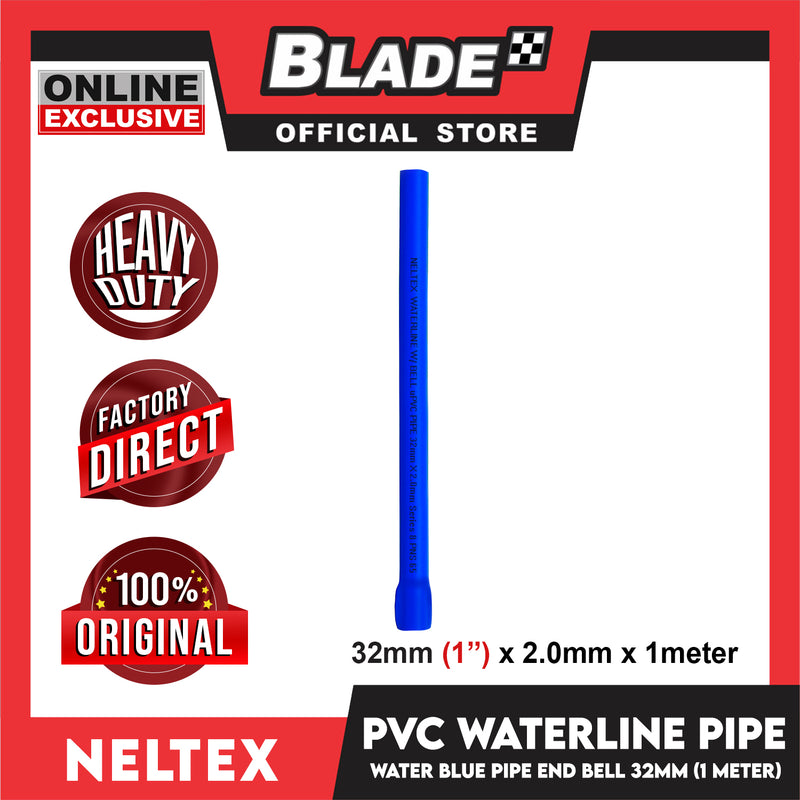 Neltex PVC Waterline Pipe (Blue) 32mm x 1meter with Bell Blue Pipe