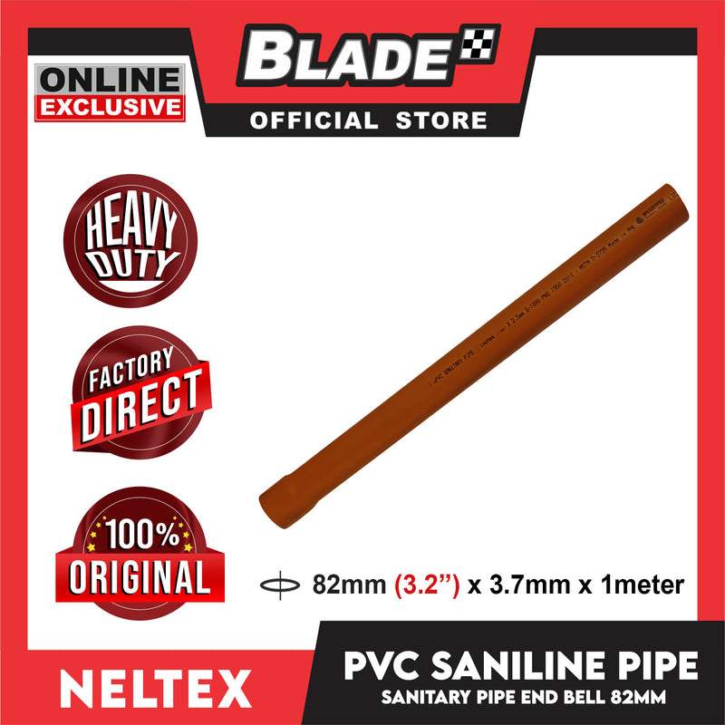 Neltex PVC Saniline Sanitary Pipe Bell End 82mm(3.2'') x 1meter