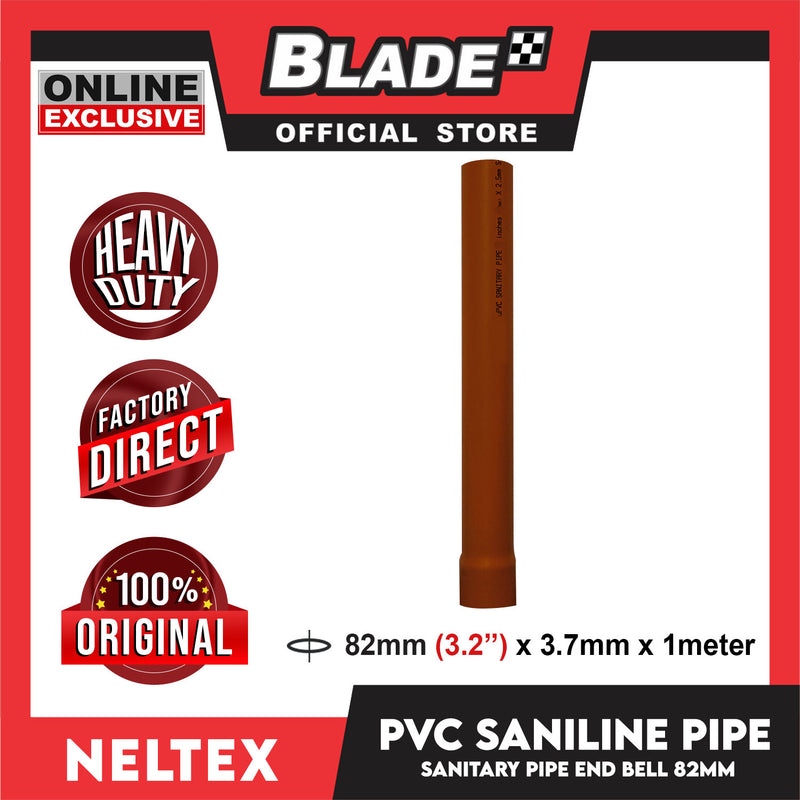 Neltex PVC Saniline Sanitary Pipe Bell End 82mm(3.2'') x 1meter