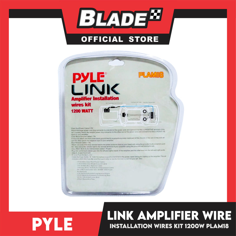 Pyle Link Amplifier Installation Wires Kit 1200 Watt Plam18