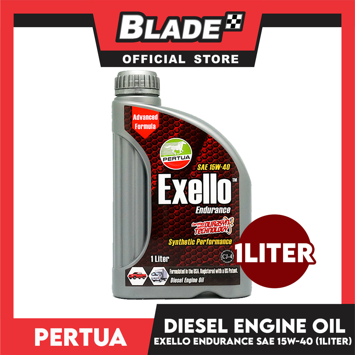 Pertua Exello Endurance Diesel Engine Oil SAE 15W-40 1L Synthetic Performance Fortified with Durasyn Technology