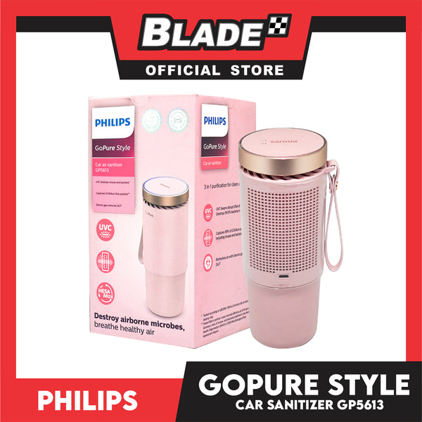 Philips GoPure Style Car Air Sanitizer GP5613 (Pink) for Car Air Sanitizer Destroy Airborne Microbes