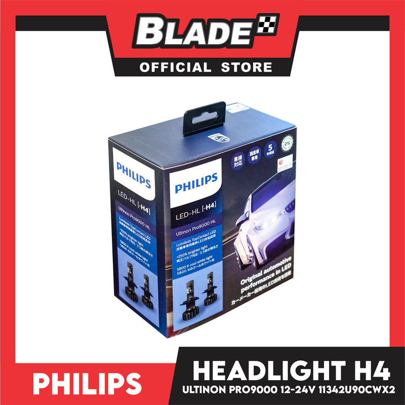 Philips LED-HL/H4 Ultinon Pro9000 HL Lumileds TopContact LED +250% Brighter Light 5800 K Cool White Light