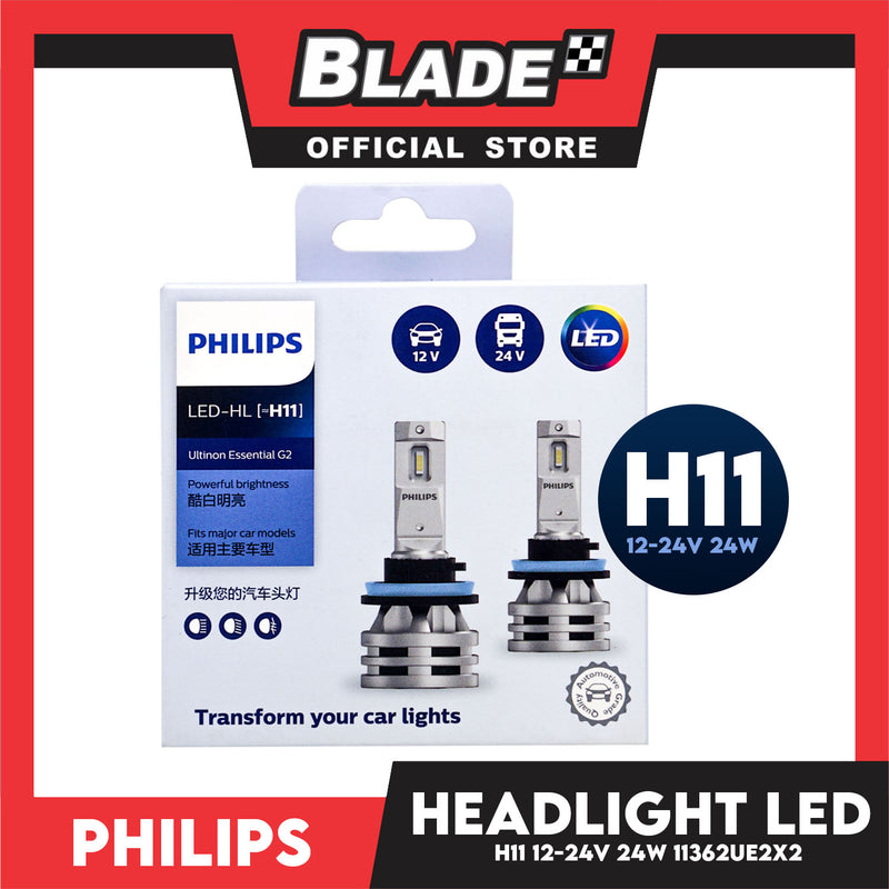 Philips Ultinon Essentials G2 Led Bulbs H11 6500K 11362UE2X2 12-24V 24W- Headlight Bulb