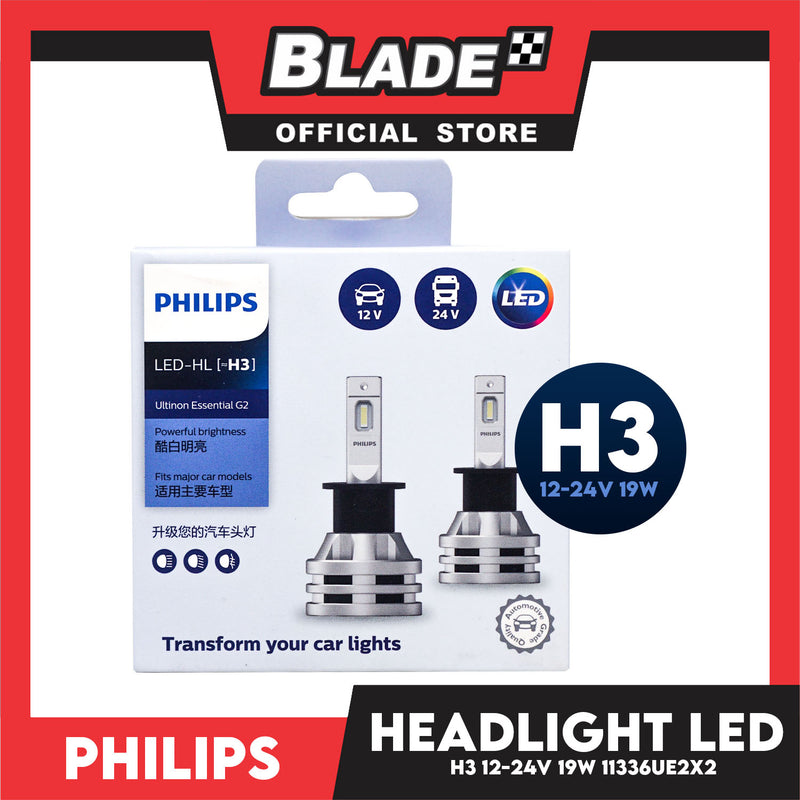 Philips Ultinon Essentials G2 Led Bulbs H3 6500K 11336UE2X2 12-24V 19W- Headlight Bulb