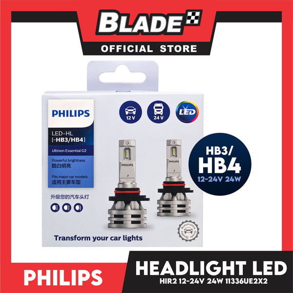 Philips Ultinon Essentials G2 Led Bulbs 6500K 11005UE2X2 HB3/HB4 12-24V 24W- Headlight Bulb