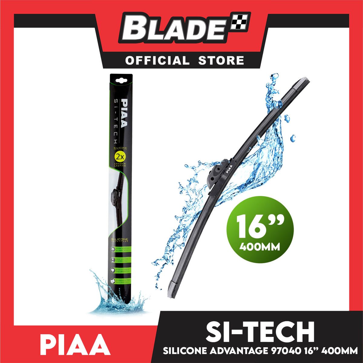 Piaa Si-Tech Wiper 16" 97040 400mm for Honda BRV, Mobilio, Jazz, Hyundai Tucson, Accent, Toyota Avanza, Corolla Altis, Nissan Navara