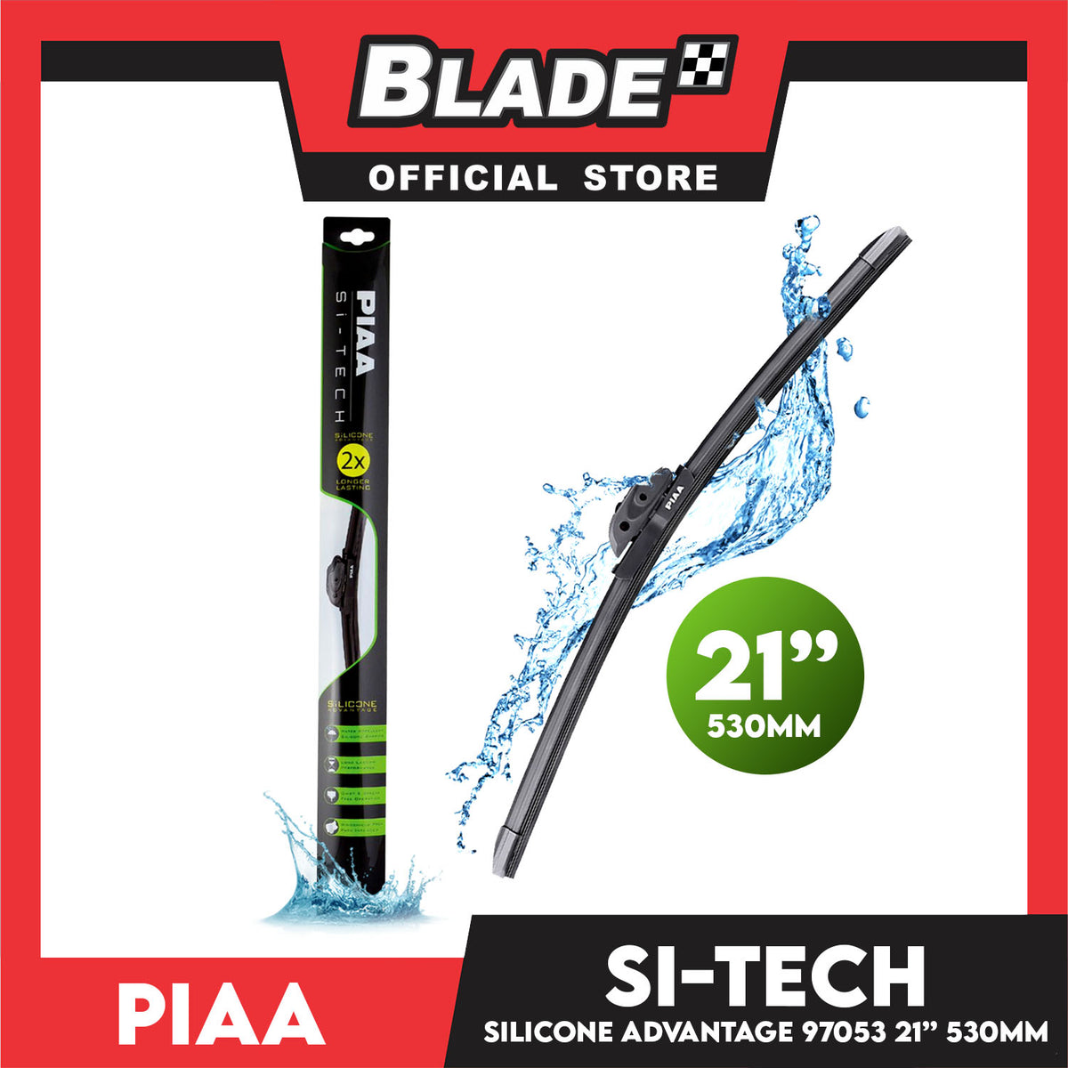 Piaa Si-Tech Wiper 21" 97053 530mm for Audi A4, Honda Jazz, Hyundai Coupe, Kia Rio, Mazda 323, Mitsubishi Strada