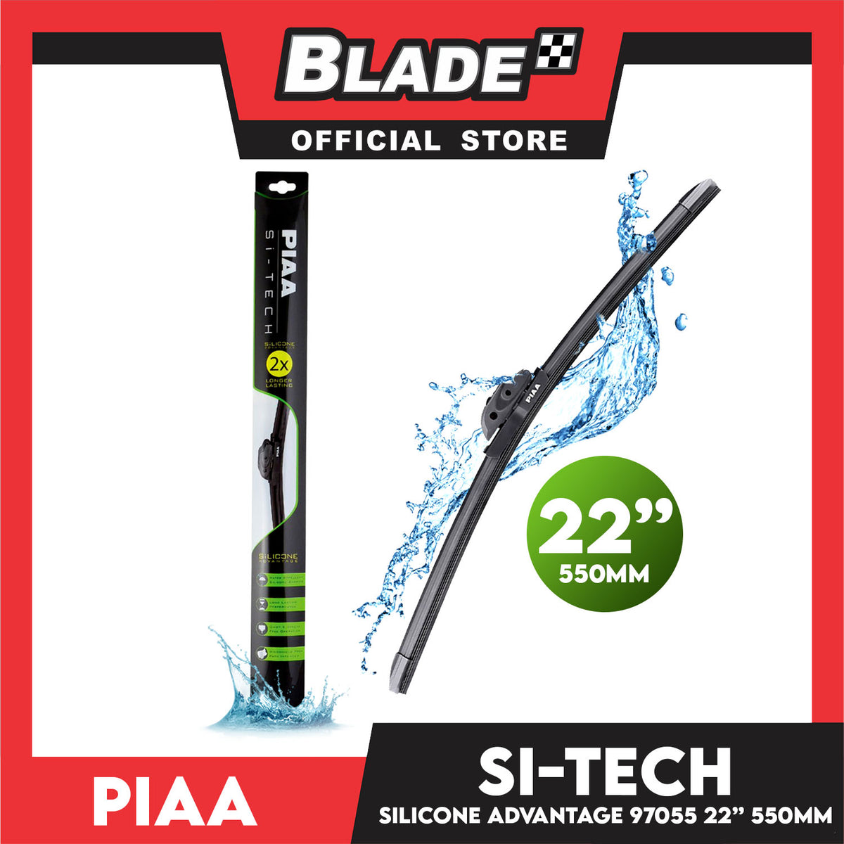 Piaa Si-Tech Wiper 22" 97055 550mm for Ford Expedition, Civic, Hyundai Accent, Eon, Kia Picanto, Mitsubishi Mirage,Montero
