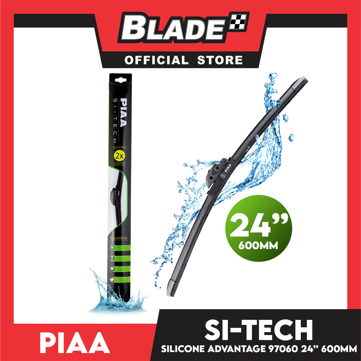 Piaa Si-Tech Wiper 24" 97060 600mm for Ford Ranger, Honda Accord, City, Hyundai Tucson, Kia Carnival, Mitsubishi Outlander,  Nissan Cefiro