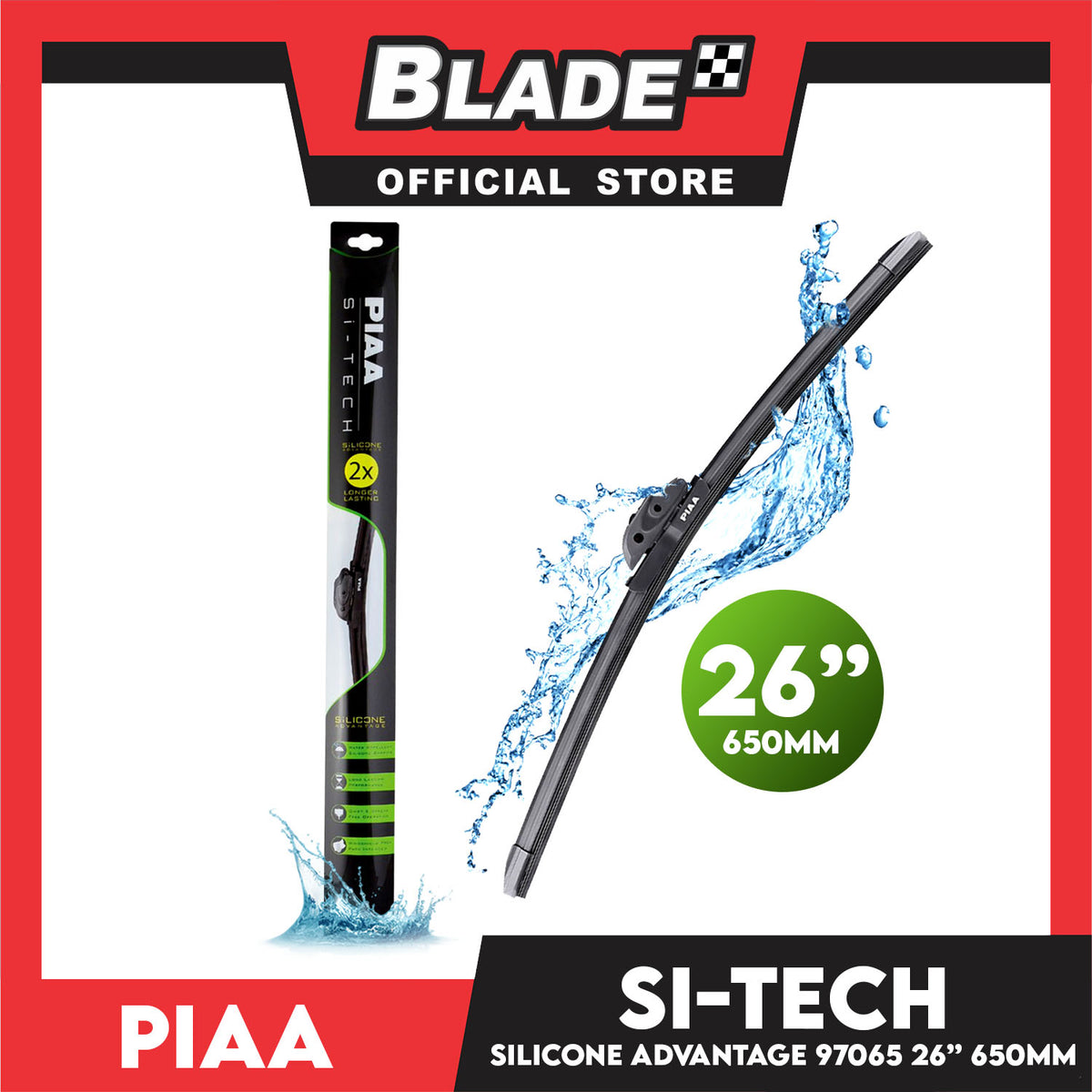 Piaa Si-Tech Wiper 26" 97065 650mm for Subaru Outback, Hyundai Accent, Sonata, Starex, Honda Jazz, CRV, Accord, Kia Grand Carnival