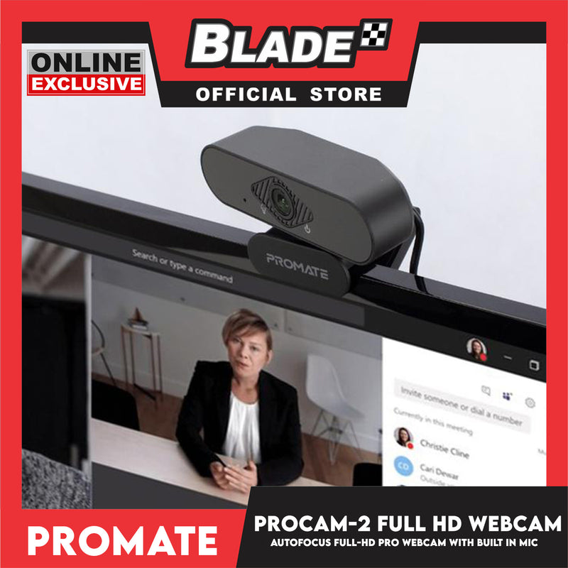Promate Webcam with Built-In Mic Auto Focus Full-HD Pro ProCam-2 (Black)