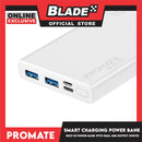 Promate Compact Smart Charging Power Bank With 10000mAh Dual USB Output Bolt-10 (White) Innovation And Excellence